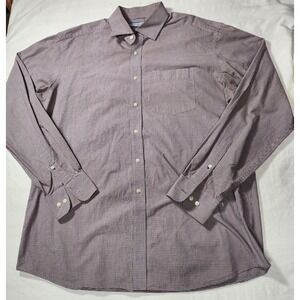 Tommy Hilfiger Shirt Mens Size 16 1/2 White Black Plaid Button Up Long Sleeve